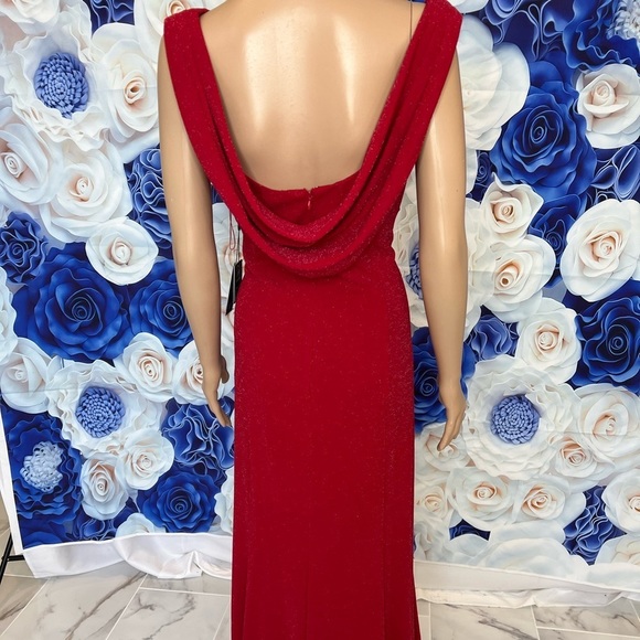 Adrianna Papell Boat Neck Sleeveless Cowl Back Stretch Metallic Jersey K… - Picture 12 of 14